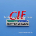 die cut hollow logo silk screen printed name badge clip